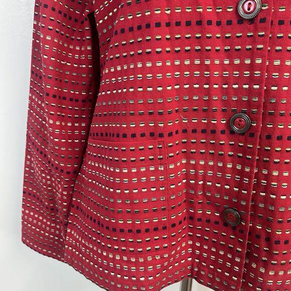 Christopher & Banks Red Black Jacket Size Medium Casual Career Button Front - Picture 6 of 9